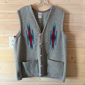 Ortega’s Chimayo Handwoven Wool Vest – Thunderbird – Uncommon Gray Colorway – L